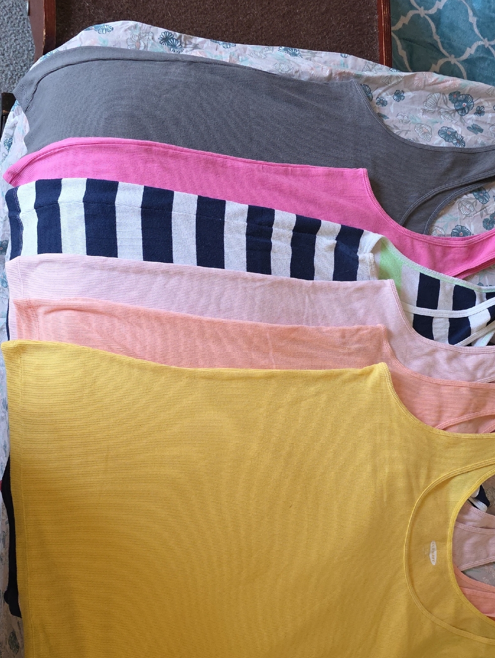 Old Navy Tank Tops Pack - Yellow, Gray, Pink, Navy Stripe, Peach